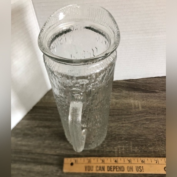 Vtg Bark Textured Glass Pitcher Rare - Picture 9 of 13